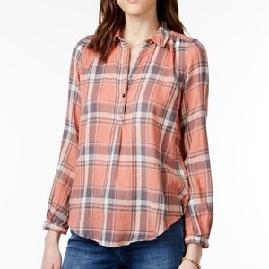 LUCKY Brand Plaid Pullover Shirt Tunic